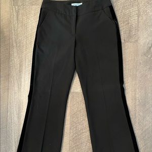 Black straight leg dress pants with velvet detail